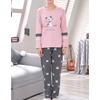 image:imageVopmocld Big Girls Winter Long Sleeve Pajamas 2PCS Cotton Blend SleepwearPink Gray