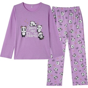 image:imageVopmocld Big Girls Winter Long Sleeve Pajamas 2PCS Cotton Blend SleepwearHeart Shape Panda