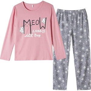 image:imageVopmocld Big Girls Winter Long Sleeve Pajamas 2PCS Cotton Blend SleepwearMeow