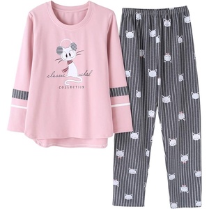 image:imageVopmocld Big Girls Winter Long Sleeve Pajamas 2PCS Cotton Blend SleepwearPink Gray