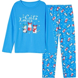 image:imageVopmocld Big Girls Winter Long Sleeve Pajamas 2PCS Cotton Blend SleepwearXmas Cats