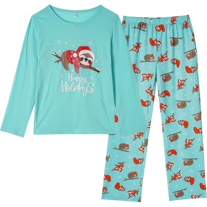 image:imageVopmocld Big Girls Winter Long Sleeve Pajamas 2PCS Cotton Blend SleepwearXmas Sloth