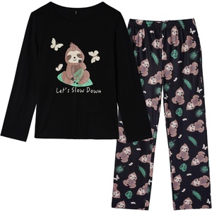 image:imageVopmocld Young Girls Lovely Pajama Sets Cotton Pants Pjs Clothes SleepwearLeaf Sloth